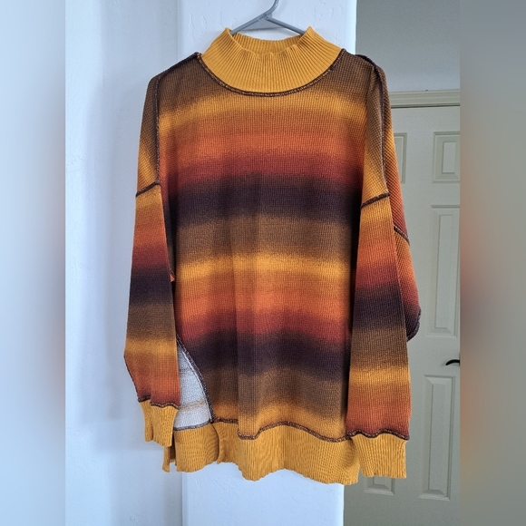 Urban Outfitters Ombre Cowl Neck Sweater in Autumnal Tones Size Large - Picture 2 of 5